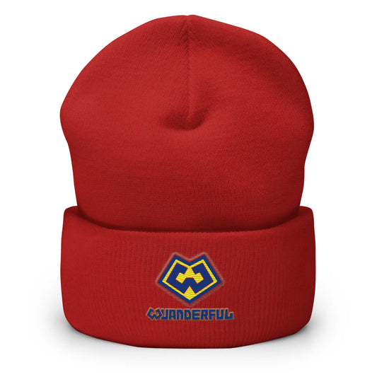 Wuanderful Locos logo on a limited edition red knit beanie cap