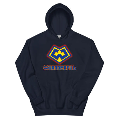 Wuanderful Locos logo on a navy blue limited edition hoodie