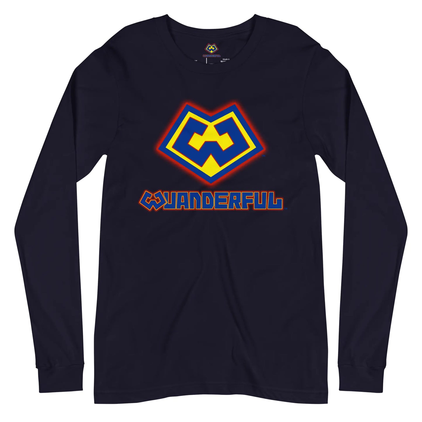 Wuanderful Locos logo on a limited edition navy blue long-sleeve shirt