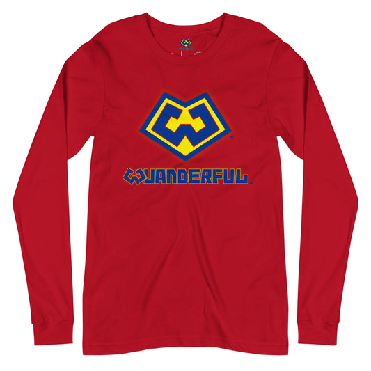 Wuanderful Locos logo on a limited edition red long-sleeve shirt